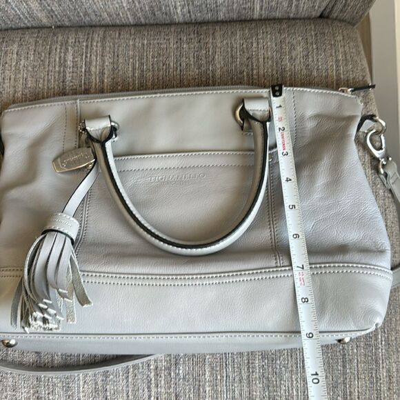 TIGNANELLO Versatile Gray Soft Leather Shoulder Crossbody Handbag Purse Tote Zip - Picture 4 of 16